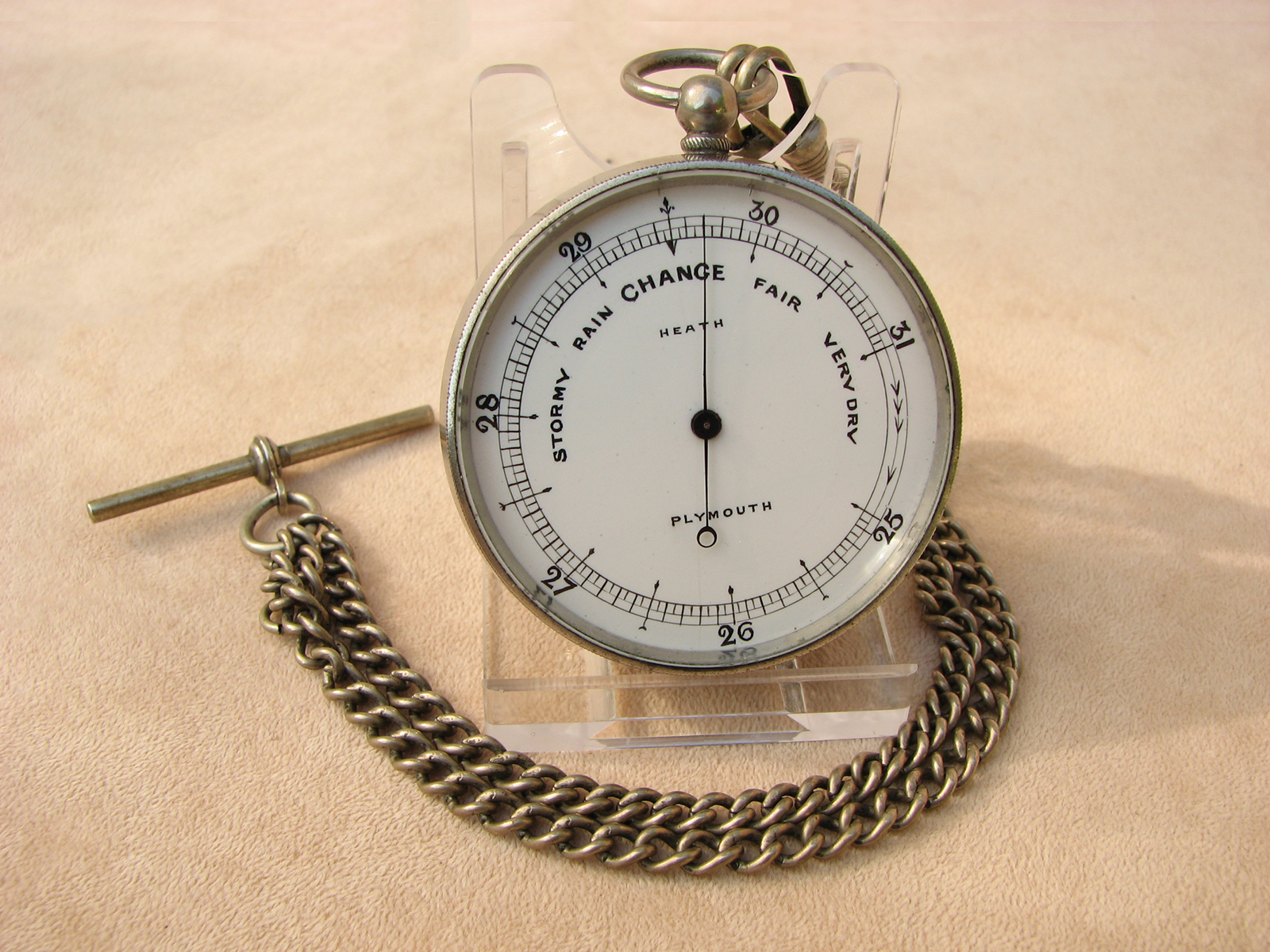 Antique pocket barometer signed Heath Plymouth circa 1860's